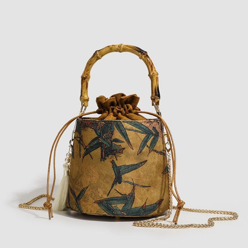 Chinese Style Xiangyunsha Drawstring Coin Purse, Ethnic Fashion Minimalist Portable Crossbody Pouch