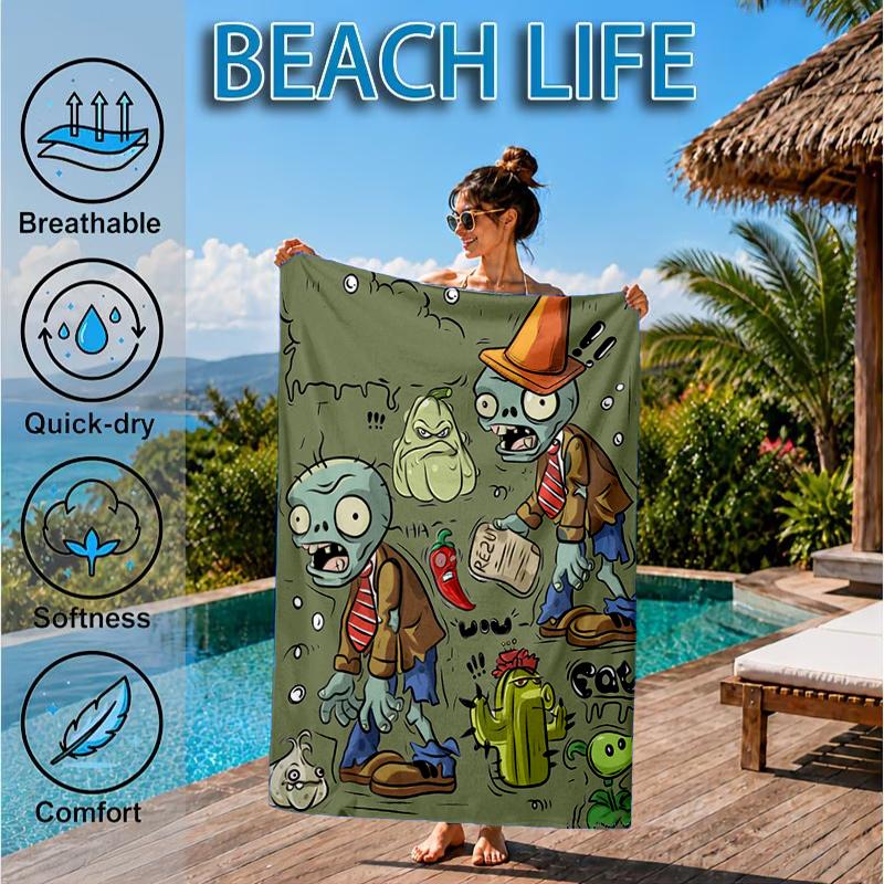 Vibrant Battle Zombies Beach Towel, Microfiber Beach Towel, Perfect For Pool, Beach, Travel, Home Decor Beach Party Fan Gifts