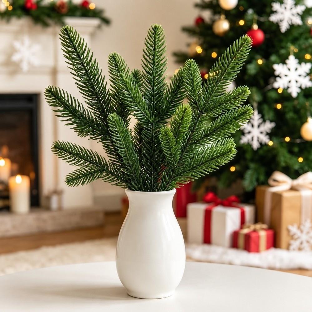 10Pcs Plastic Material Artificial Christmas Picks Fake Pine Sprigs Christmas Season