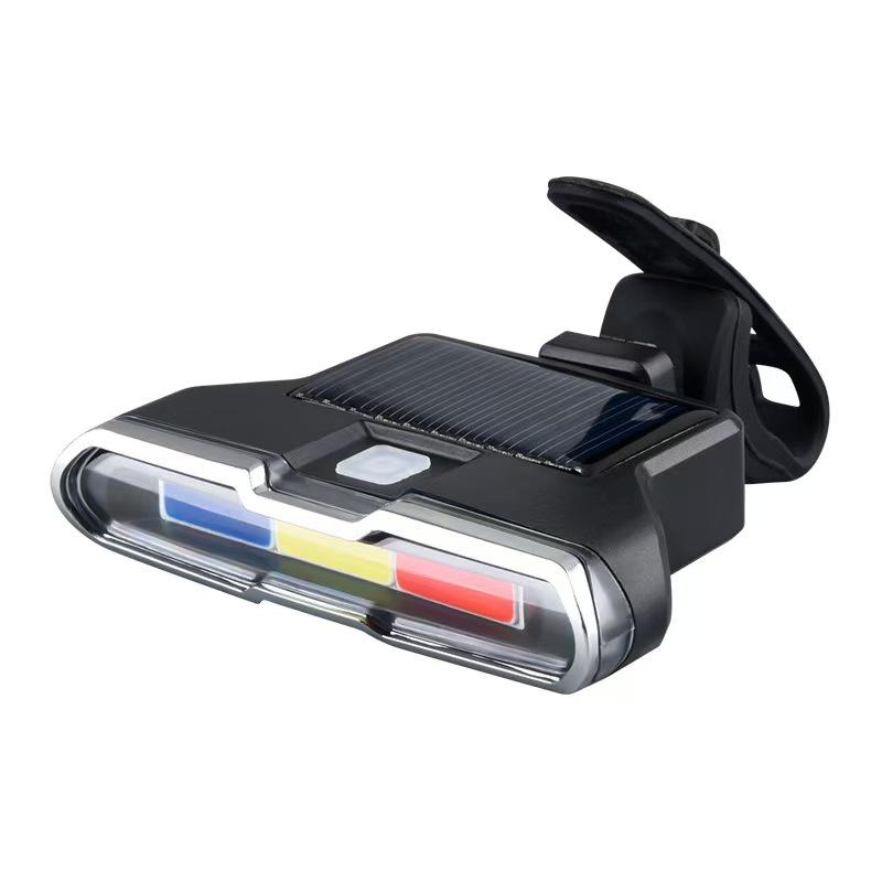Tricolor USB & Solar Charging Bicycle Taillight: High-Brightness COB Flash for Night Riding Safety