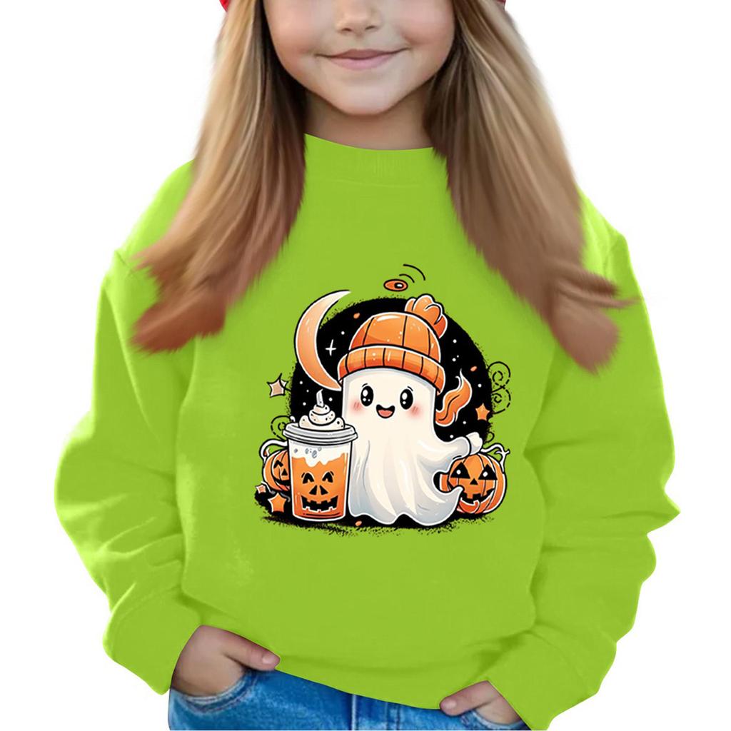 Halloween Day Girls Round Neck Pullovers For Kids Printed Baby Tops