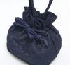 Hasegawa Lace Drawstring Bag with Handle, for Kimono and Yukata, Made In Japan (Navy)