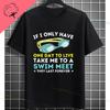 Funny Swimmer Tshirt Black With White Swimming Mode Graphic Print Shortsleeve Crewneck Pure Cotton Tee Perfect For Casual Wear