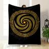 Golden Celtic Spiral Design Printed Flannel Blanket for Bedroom, Living Room, Sofa, and Nap