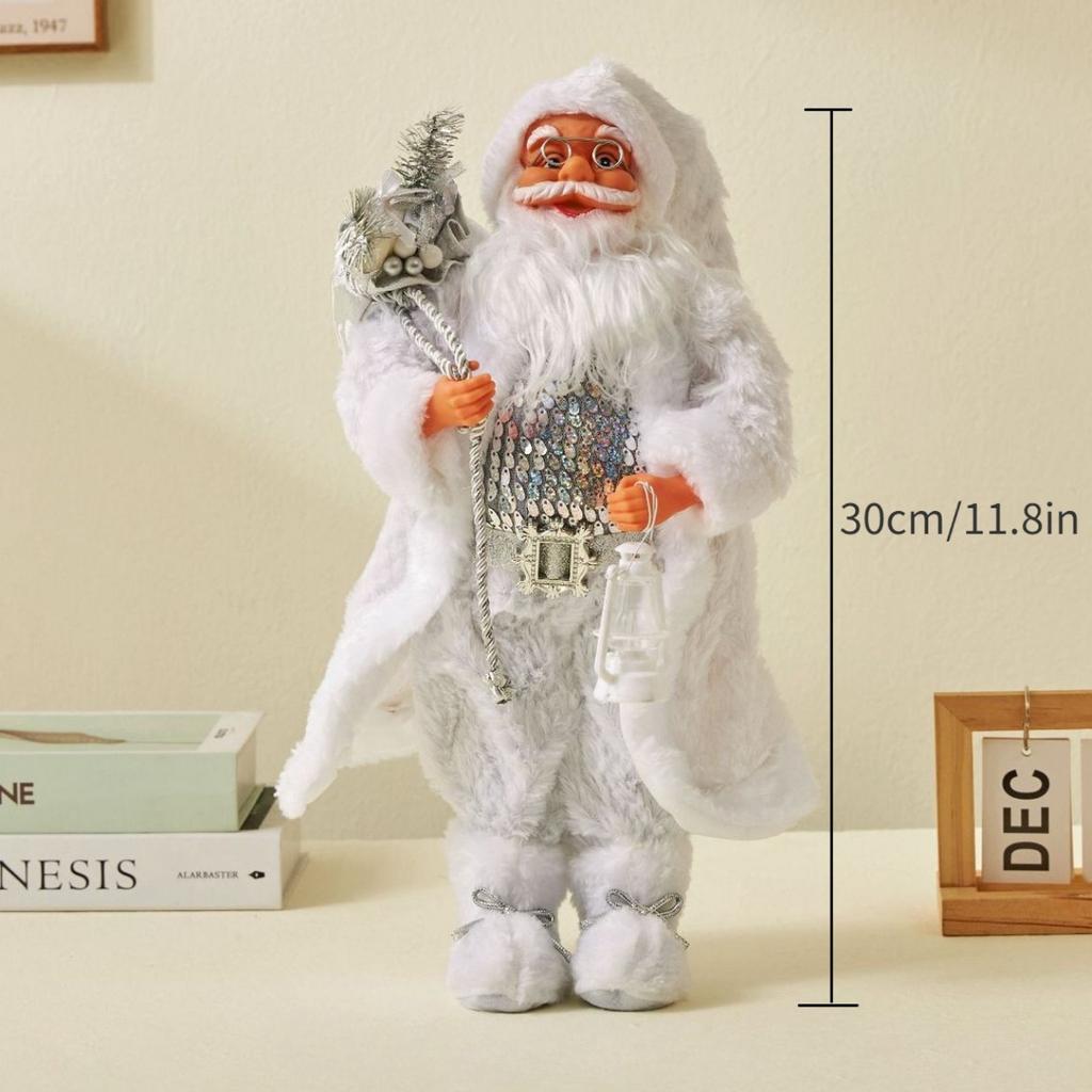 Santa Claus Ornament - Classic Variety of Designs, Holding a Gift or Welcome Sign) - Heavy Duty Base Indoor and Outdoor Home Gar