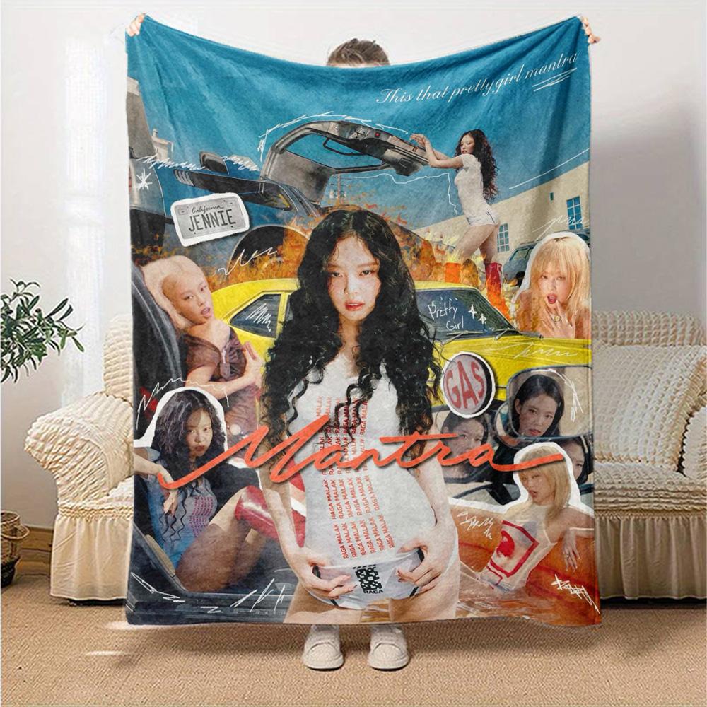 jennie Print Flannel Blanket High Quality Warm Comfortable Cover for All Seasons Perfect for Gifts Home Decor