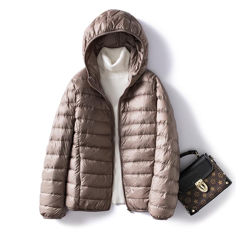 2026 Autumn/Winter Women's Plus Size Korean Slim Fit Lightweight Down Hooded Jacket