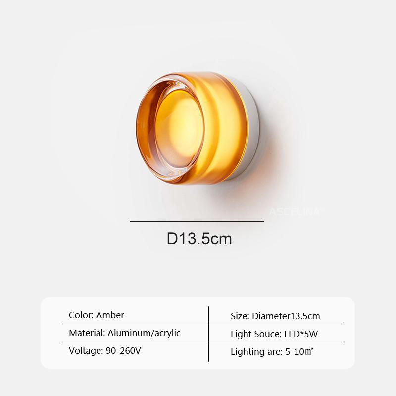 Modern LED Wall Lamp Living Room Amber Jelly Decor Wall Sconces Corridor Study Dining Room Home Decoration Smokey Grey Fixture