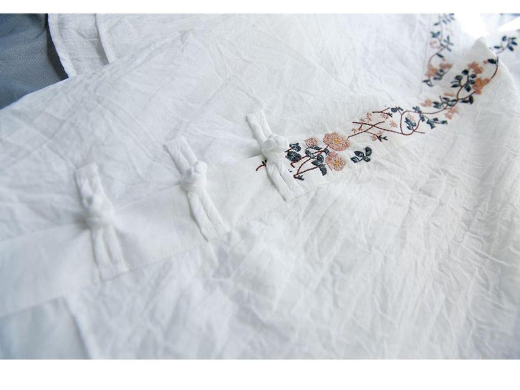 Women's Retro Cotton Linen Frog Button Top - Summer Chinese Tea Ceremony Style with Oblique Lapel and Five-Point Sleeves