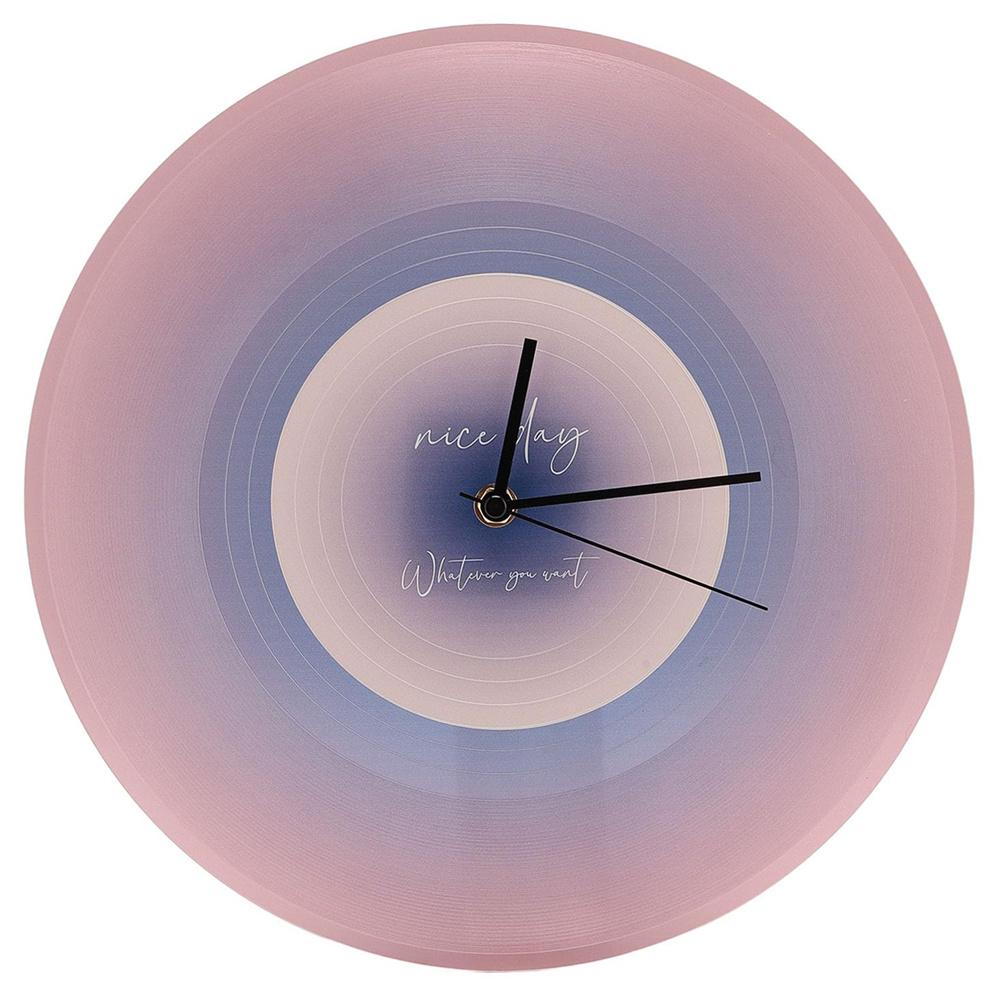 

12 inch Music Record Wall Art Clock Translucent Silent Round Clocks Home Decor (No Battery) Purple