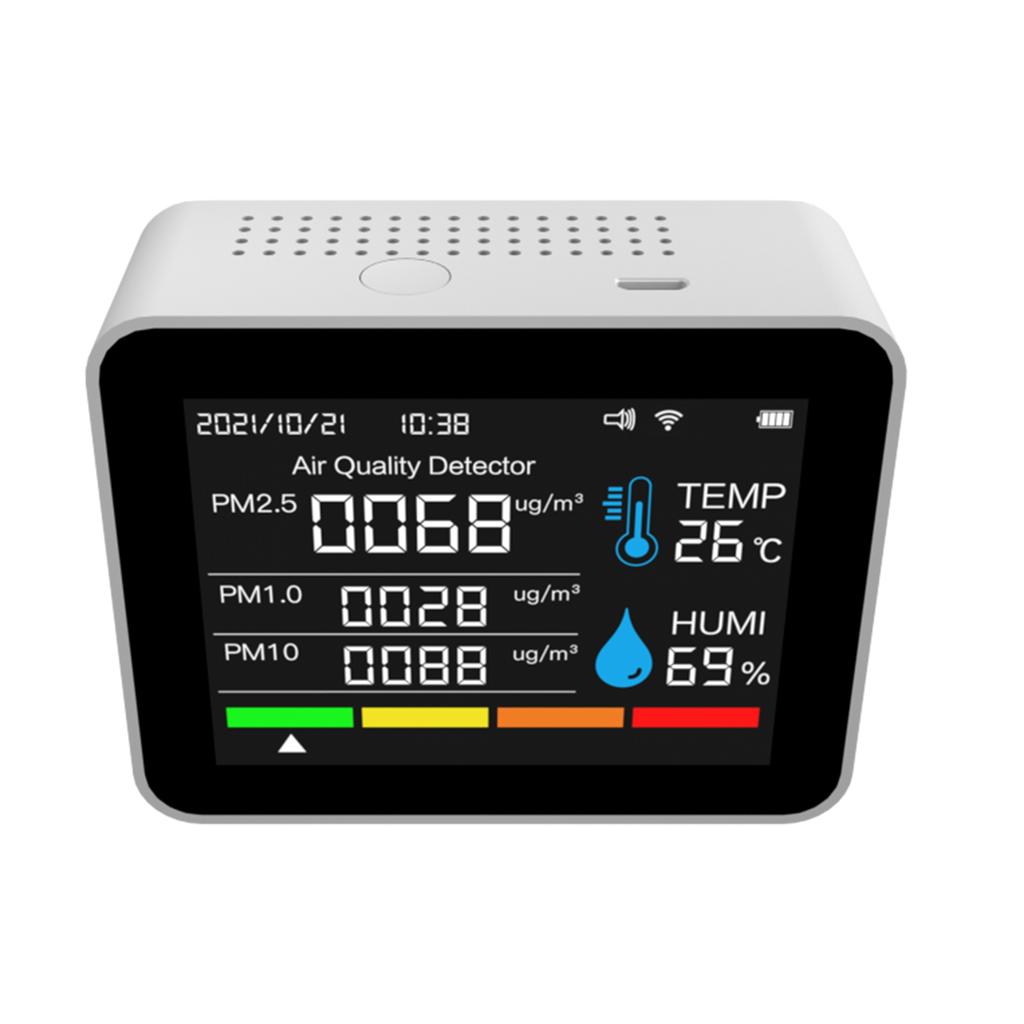 Inomhus   Kvalitetsskärm 12 Funktioner WiFi Termometer Hygrometer WiFi för   Smart App med 2,8  Färgdisplay Stöd för Larmfunktion CO2 Celsius