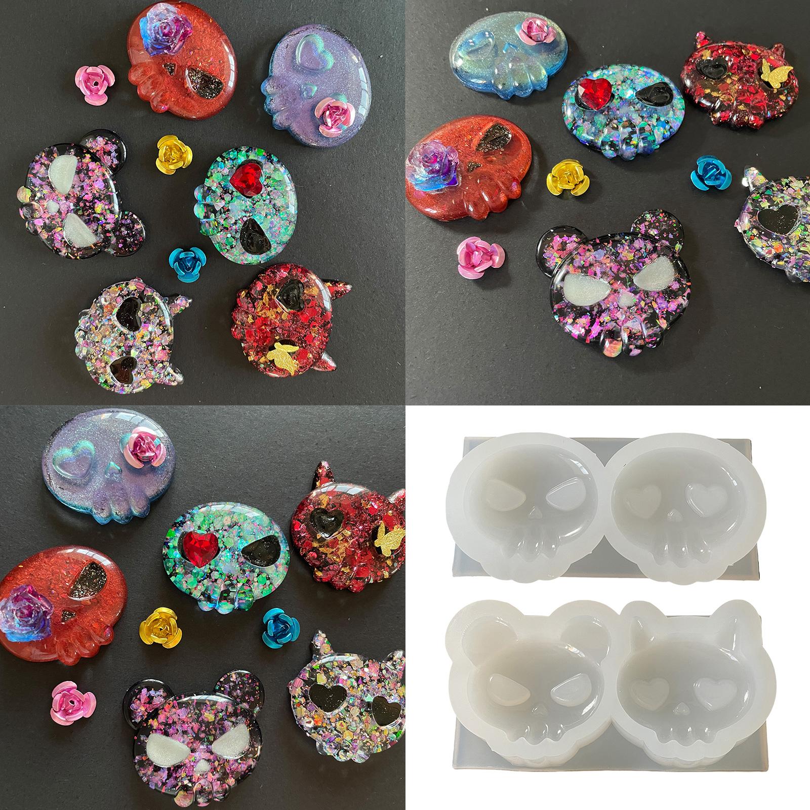 

Силиконовая форма в виде черепа для изготовления ожерелья, сережек, брелока, формы в виде скелета, формы для изготовления украшений на Хэллоуин 2