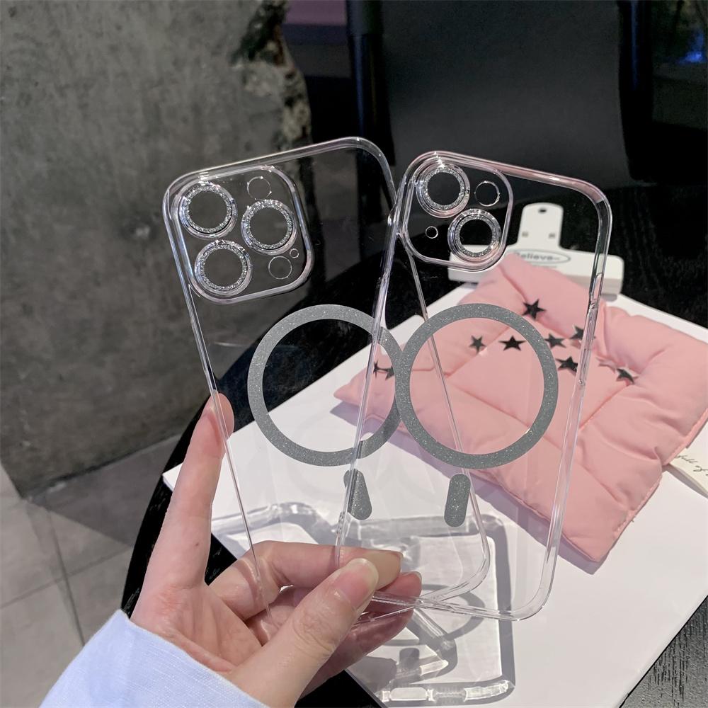 

Ультратонкий УФ-защитный чехол с защитой от ультрафиолета, прозрачный, для магнитного чехла Magsafe для iPhone 15, 14, 13 Pro Max Plus, блестящий чехол для ПК с беспроводной зарядкой For iPhone 14Pro