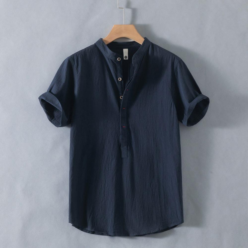 

Summer Men s Comfortable Breathable Solid Color Short-Sleeved Casual Men s Short-Sleeved Shirt 5XL