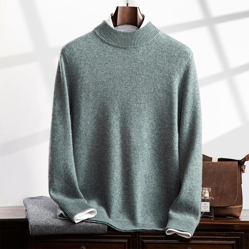 Cashmere sweater, semi-turtleneck sweater, loose and thickened long-sleeved bottomed knitted sweater, with a new top inside.