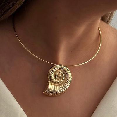 Conch Earrings, Ocean Wind Niche High-end Jewelry Retro Fashion Metal Thread Earrings Women