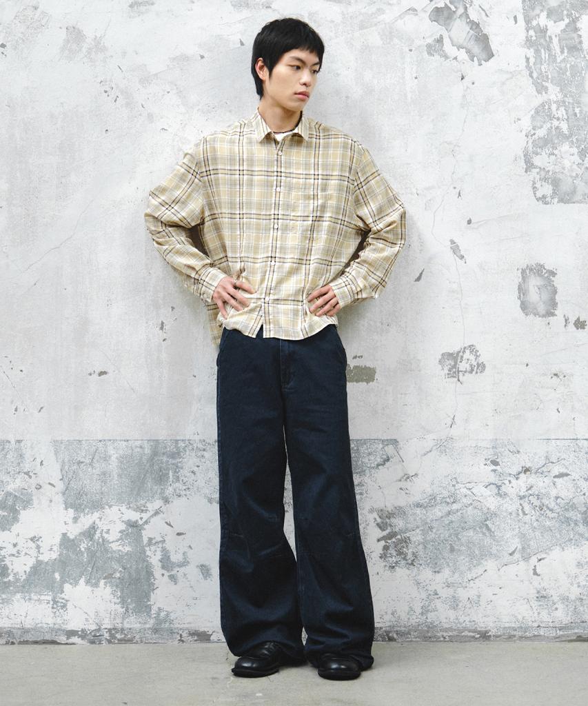 INTEMPOMOOD Track Washed Cotton Wide Pants_Navy