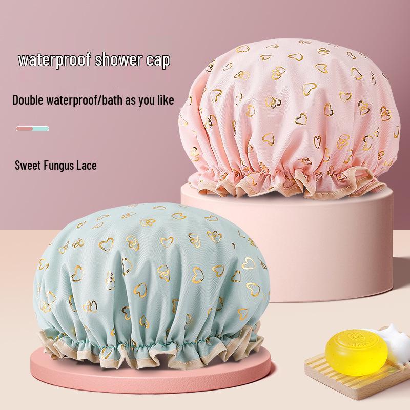 Double-Layer Waterproof Shower Cap for Long Hair - Multi-functional Anti-Oil Fume Hat