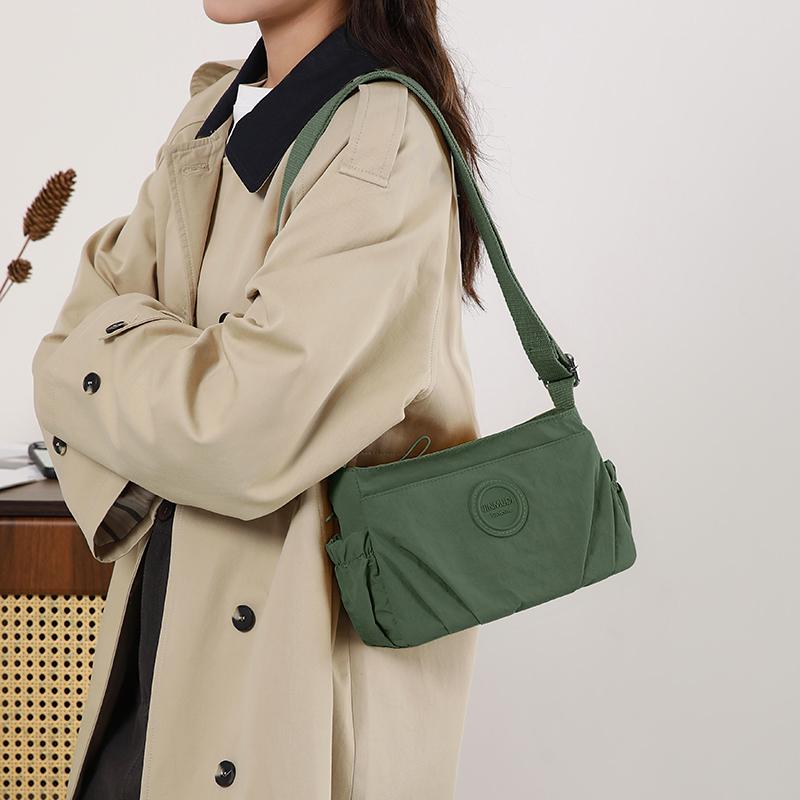 Pleated Multi-compartment Women's Bag Nylon Waterproof Lightweight Shoulder Bag