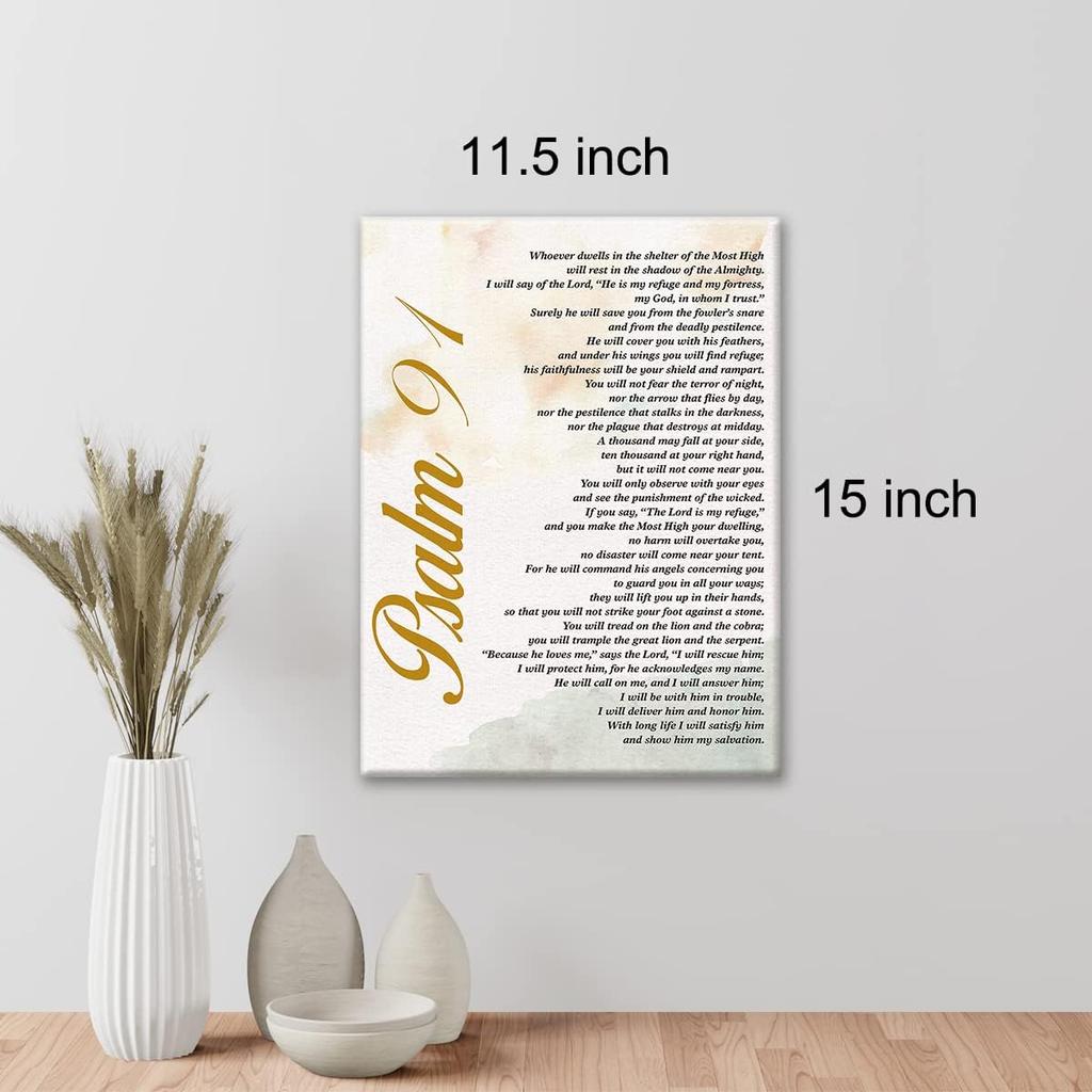 YeleY pirational Bible Verse Print Positive Psalm 91 He Who Dwells in the Secret Place Paintings Canvas Wall Art Poster Canvas Artwork Ready to Hang