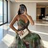 2026 European and American Spring and Summer New Mesh Printing Suspender Dress INS Vacation Casual Party Dress