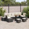 10 Piece Black Poly Rattan Garden Sofa Set with Cushions