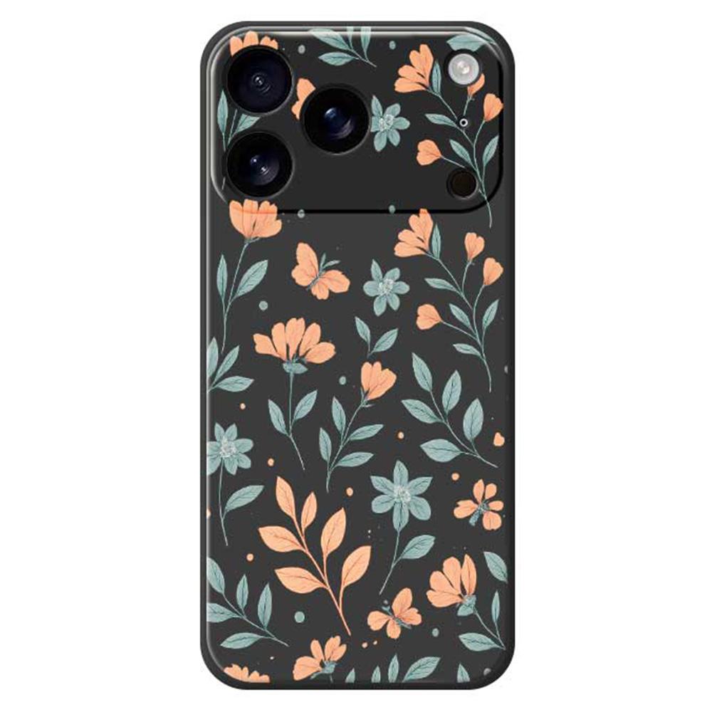 

For iPhone 17 Pro Case Yellow Flowers Pattern Printing Straight Edge TPU Phone Back Cover Black