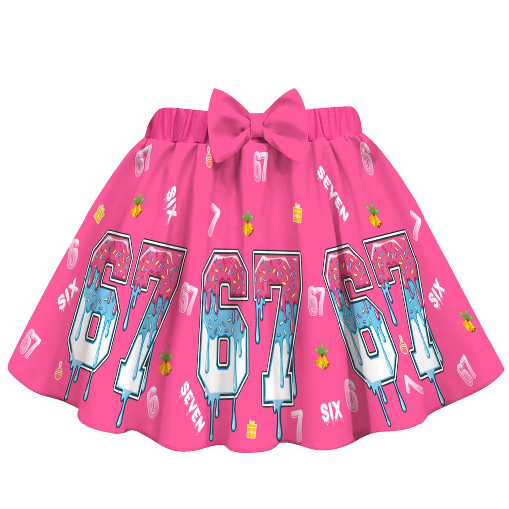 20759 Kinder Mädchen Steal a Brainrot 67 Print Badeanzug Bademode Top Rock Sets