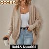 QICED Damen Vintage Casual Einfarbig Druck Herbst Winter Langarm Jacken & Mäntel