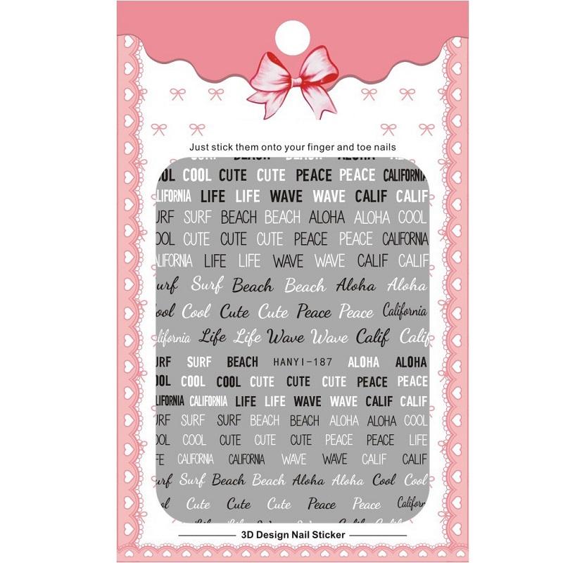 1 Sheet Adhesive 3D Nail Stickers Decals Press On Tips Manicure Decoration Geometry Letter Design