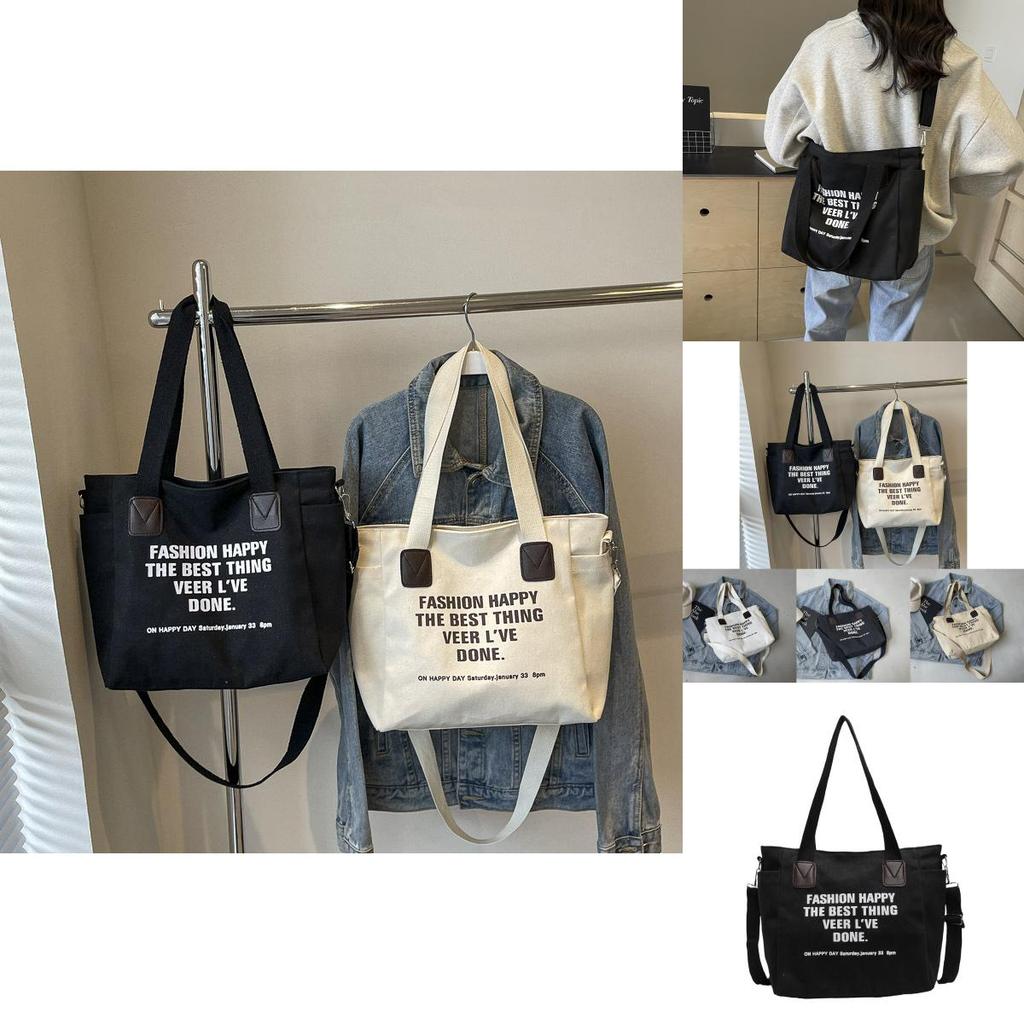 Large Capacity 2024 New Casual Tote Bag Stylish Canvas Shoulder Bag For Students