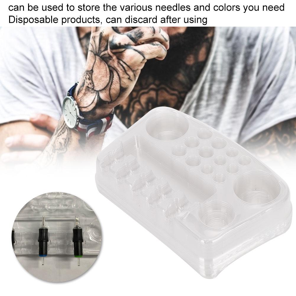 10pcs Disposable Plastic Tattoo Cartridge Needles Holder Stand Transparent Tray Tattoo Accessory