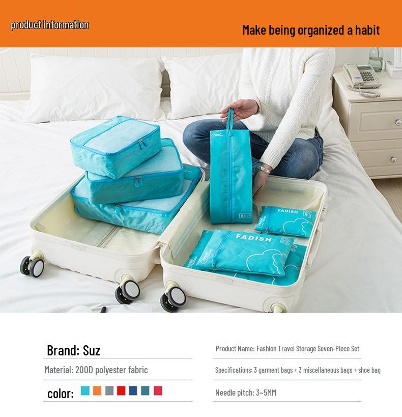 7-Piece Travel Storage and Organizer Bag Set for Suitcases