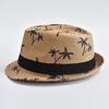 Men Straw Hat Fashion Prints Beach Travel Sun Visors Cap Summer Cool Fedora Hat