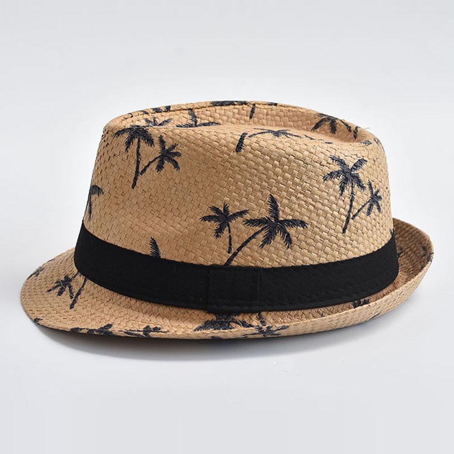 Men Straw Hat Fashion Prints Beach Travel Sun Visors Cap Summer Cool Fedora Hat