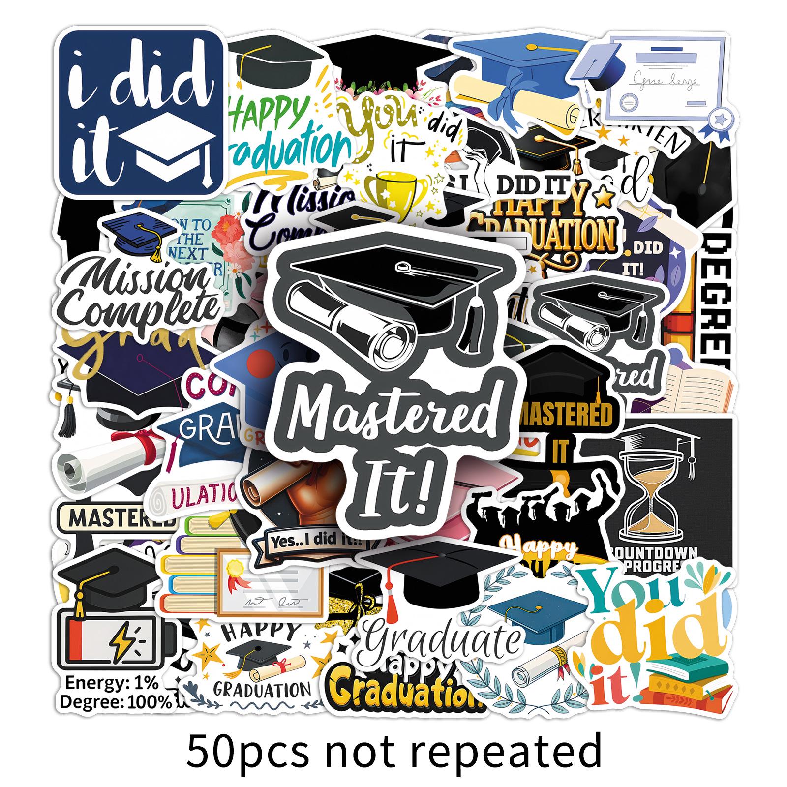 50 Waterproof Graduation Ceremony Stickers for DIY Creative Decorations