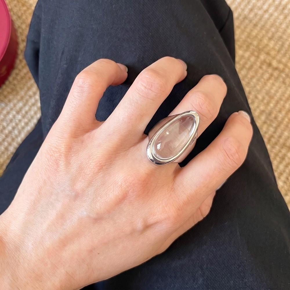 Silver Color Water Drop Ring Adjustable Minimalist Ring Elegant Transparent Crystal Rings Jewelry