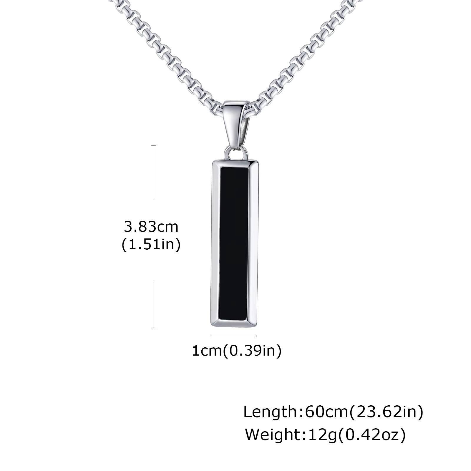 

Vnox Punk Vertical Geometric Pendant Necklace for Men, Gold Silver Color Stainless Steel Black Acrylic Box Chain Birthday Gifts 50cm