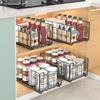Kitchen deep cabinet drawer pull basket multi-functional non-punching household drawer rack foldable pull-out rack