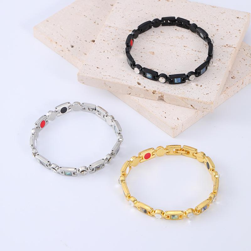 Popular diamond-encrusted shell adjustable jewelry trendy retro magnet environmentally friendly alloy bracelet
