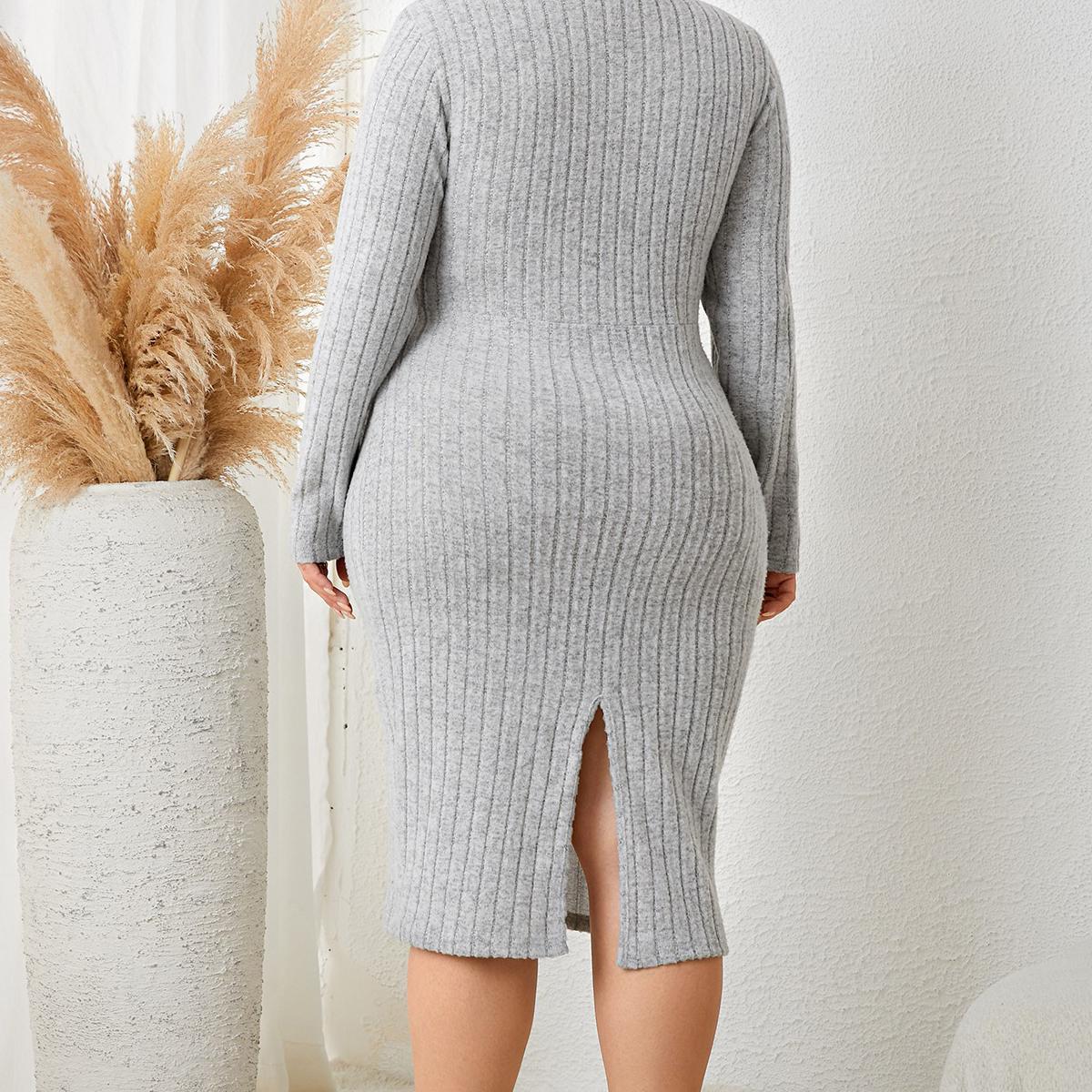 Вязаное платье с v-образным вырезом для женщин — фото 5