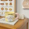 Puppy Mug with Lid Spoon Cute High-value Couple Water Cup Girls Household Creative Ceramic Cup Souvenir