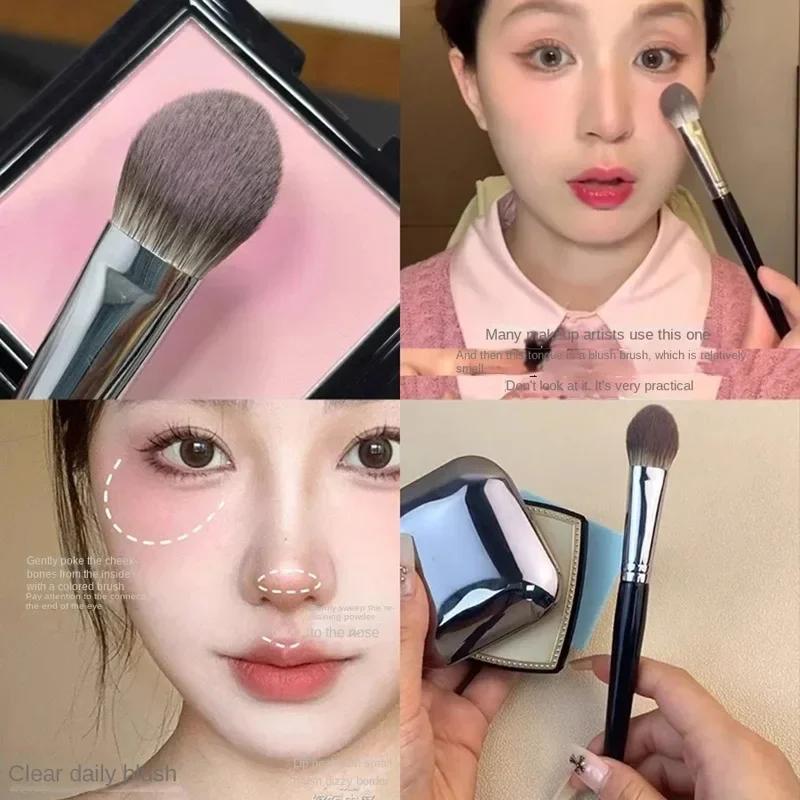 Peach Heart Blusher Brush Powder Blush Cream Liquid Blush Makeup Brushes Flat Small Precise Blush Brush Makeup Tools