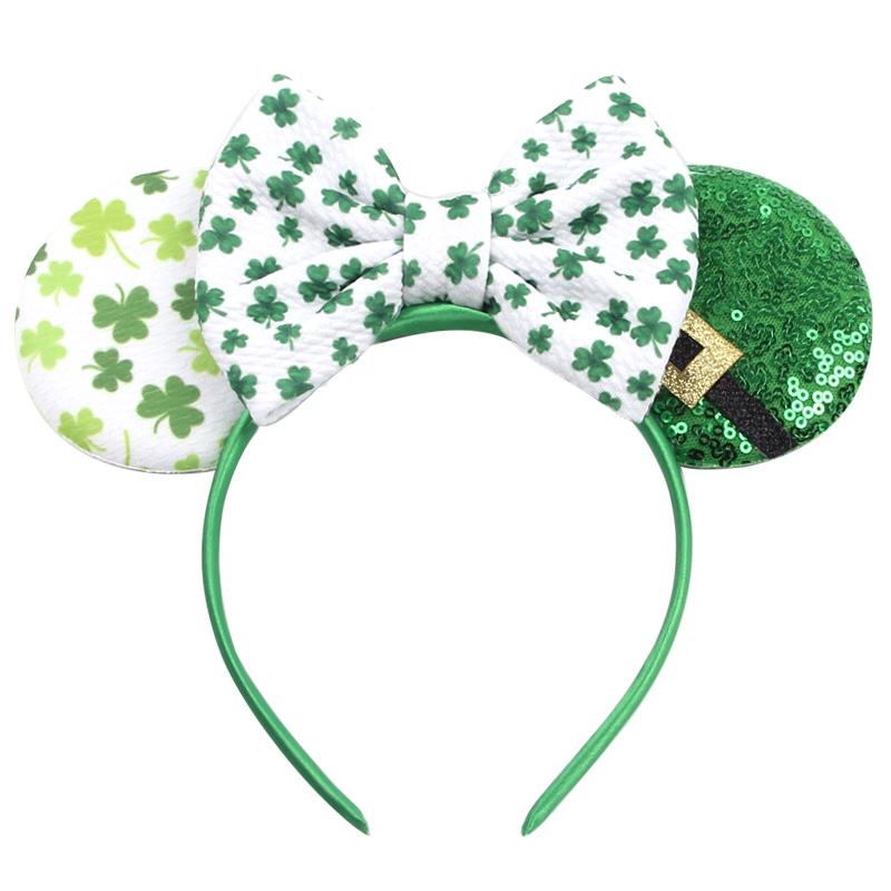 Mode St. Patrick Glitzer Mausohren Stirnband Mädchen Pailletten Haarschleife Festival Haarband Party DIY Haaraccessoires Mujer