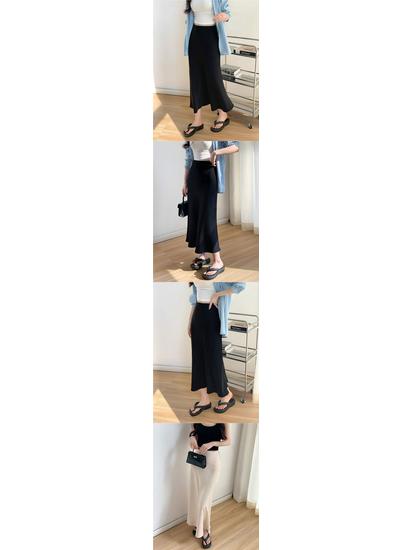 Women's Glossy Fishtail Midi Skirt - Spring 2025 Collection: Slimming, Flattering, Comfortable, and Stylish French Drape Design