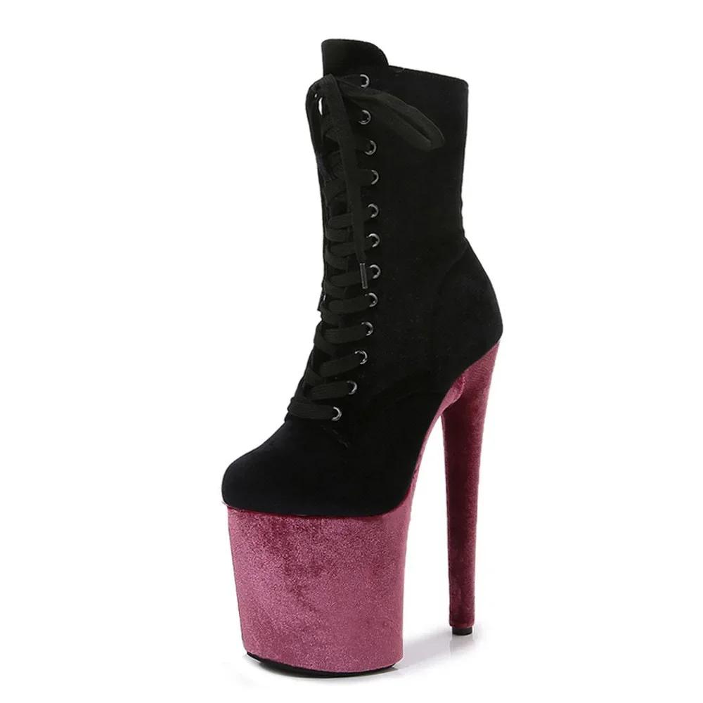 Fashion Top Sale 20CM Corduroy Surface Platform Women Shoes High Heeled shoesCustom Colors Boots Erotic Lap Pole Dancing Ankle Boots