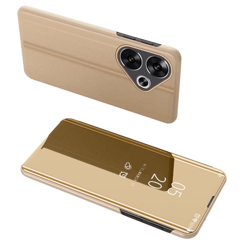 

For Xiaomi Poco F6 5G/Redmi Turbo 3 5G Case View Window Stand Leather Phone Cover Gold