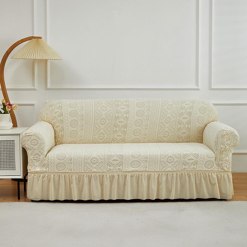 Towel Jacquard Sofa Cover Skirt Elastic Sofa Cover Living Room Combination Non-Slip Elastic Sofa Cover
