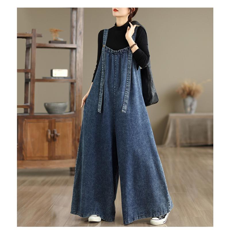 DIMANAF Salopete de damă plus size, salopete solide, pantaloni lungi, blugi, pantaloni, streetwear vintage, largi, casual