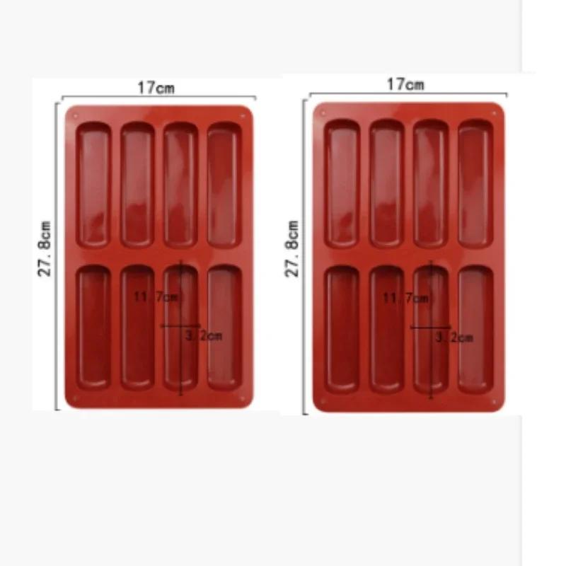 

1/2pcs Cake Mold Siliconee 3D Long Strip Mousse Chocolate French Pastries Flexible Non-Stick Red Baking Mold for Macaron